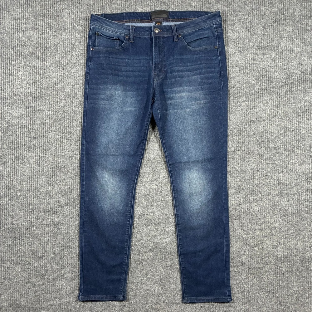 Nickel & Iron Mens Skinny Stretch Jeans 36x32 Dark Wash Denim Slim Fit Low Rise